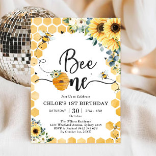 Invitación de cumpleaños número uno de la abeja de