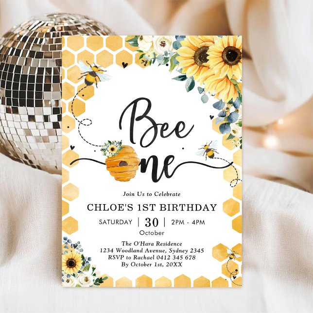 Invitación de cumpleaños número uno de la abeja de (Subido por el creador)