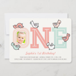 Invitación de cumpleaños número uno de la niña de