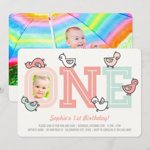 Invitación de cumpleaños número uno de la niña de