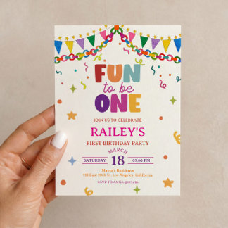 Invitación de cumpleaños número uno de la niña Div