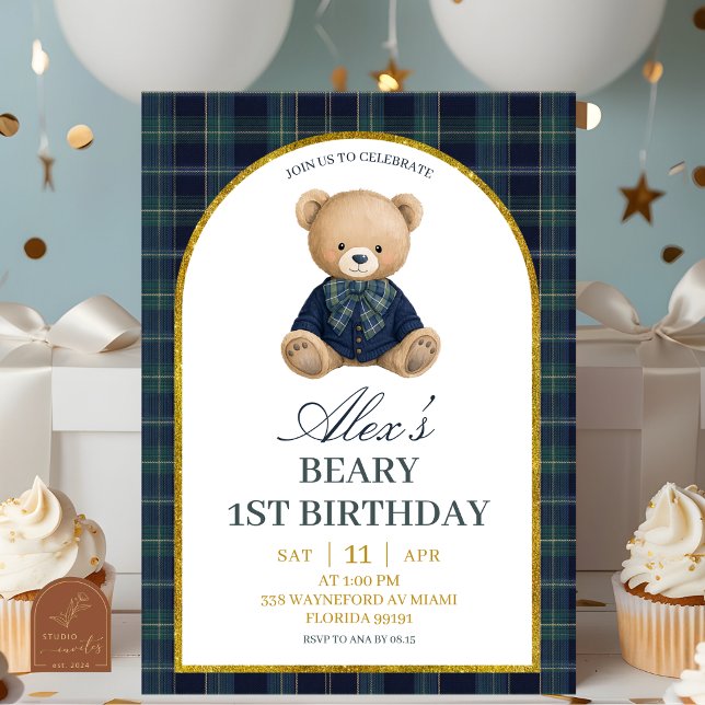 Invitación de cumpleaños número uno de lujo Preppy (Subido por el creador)
