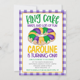 Invitación de cumpleaños número uno de Mardi Gras