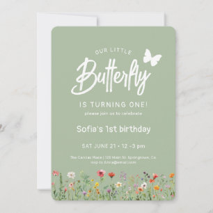 Invitación de cumpleaños número uno de Mariposa Ad