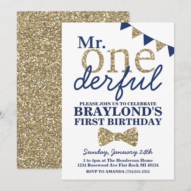Invitación de cumpleaños número uno de Mr Onederfu (Anverso / Reverso)