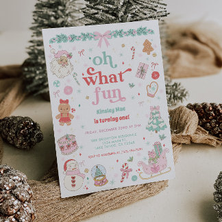 Invitación de cumpleaños número uno de Navidad Oh 