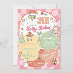 Invitación de cumpleaños número uno de Navidad par