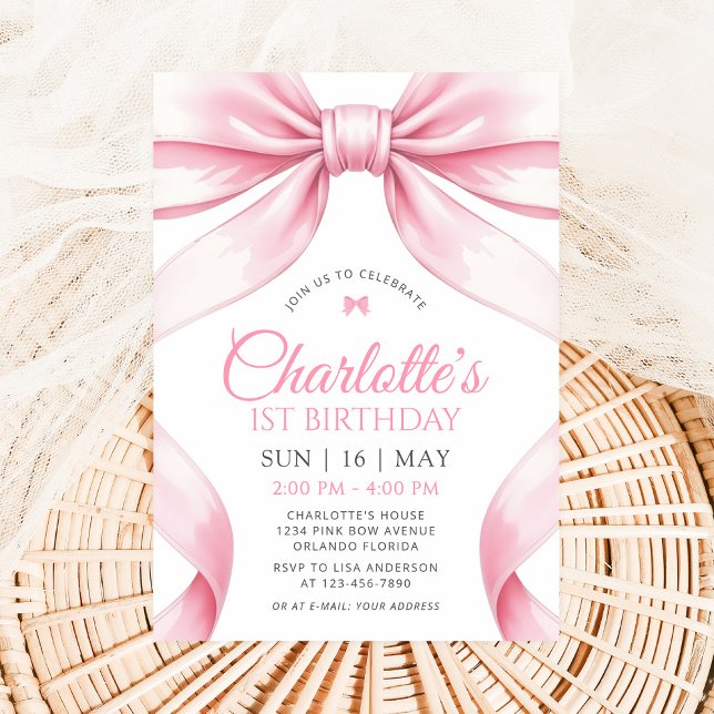 Invitación de cumpleaños número uno de niña con la (Subido por el creador)