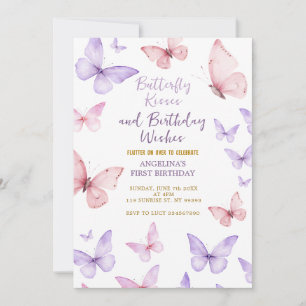 Invitación de cumpleaños número uno de niña con ma