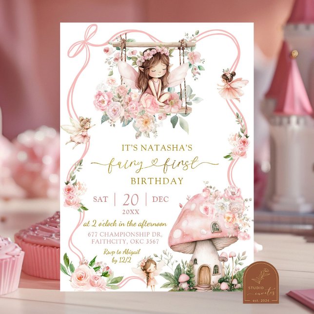 Invitación de cumpleaños número uno de niña de pel (Subido por el creador)
