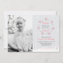 Invitación de cumpleaños número uno de Niña Invier
