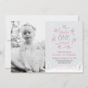 Invitación de cumpleaños número uno de Niña Invier