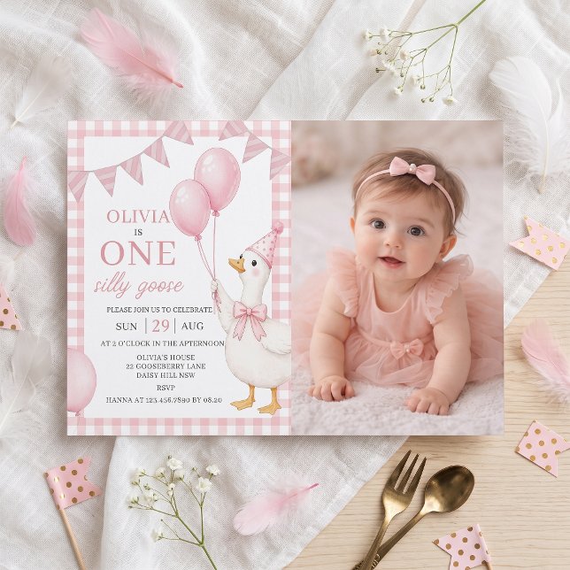 Invitación de cumpleaños número uno de niña rosa d (Subido por el creador)