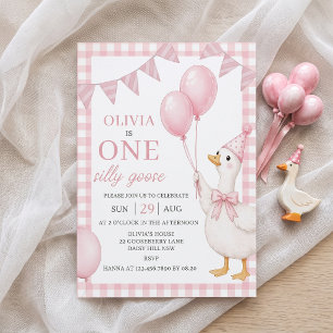 Invitación de cumpleaños número uno de niña rosa d