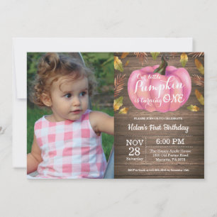 Invitación de cumpleaños número uno de niña rústic