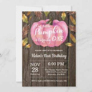 Invitación de cumpleaños número uno de niña rústic