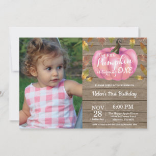 Invitación de cumpleaños número uno de niña rústic