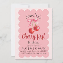 Invitación de cumpleaños número uno de niñas Cherr