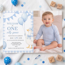 Invitación de cumpleaños número uno de Niño Azul U