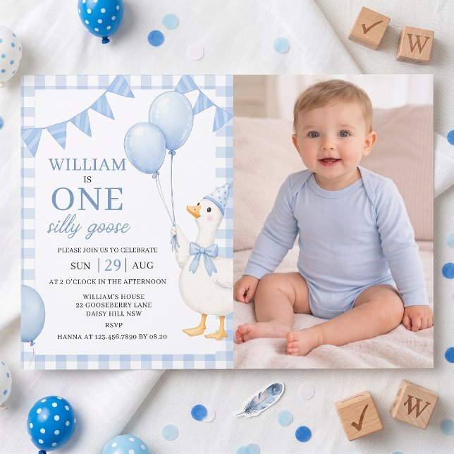 Invitación de cumpleaños número uno de Niño Azul U (Subido por el creador)