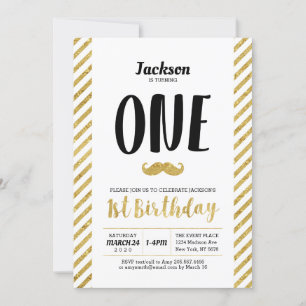 Invitación de cumpleaños número uno de niño con bi