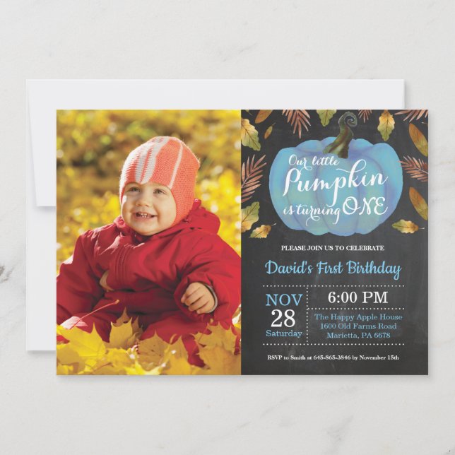 Invitación de cumpleaños número uno de niño con ca (Anverso)