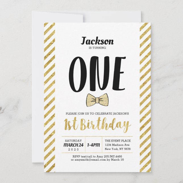Invitación de cumpleaños número uno de niño con co (Anverso)