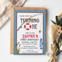 Invitación de cumpleaños número uno de niño rústic