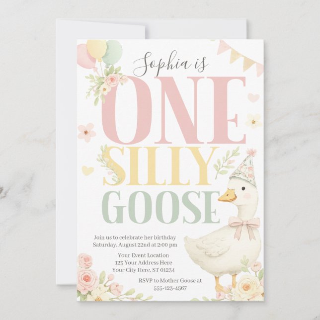 Invitación de cumpleaños número uno de One Silly G (Anverso)