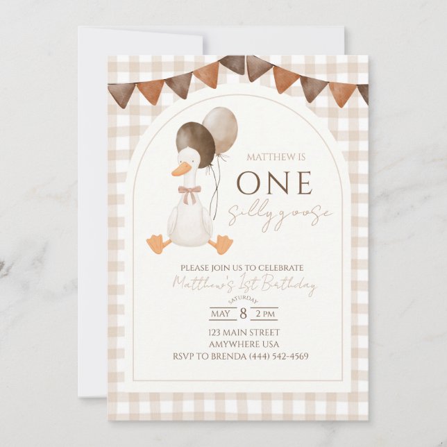 Invitación de cumpleaños número uno de One Silly G (Anverso)