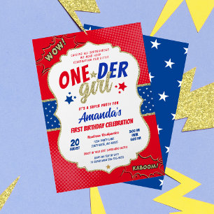 Invitación de cumpleaños número uno de Oneder Girl