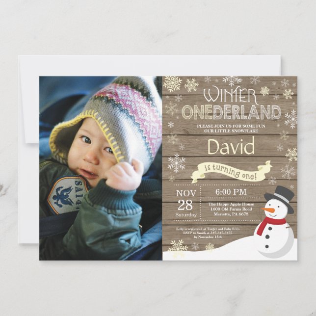 Invitación de cumpleaños número uno de Onederland  (Anverso)