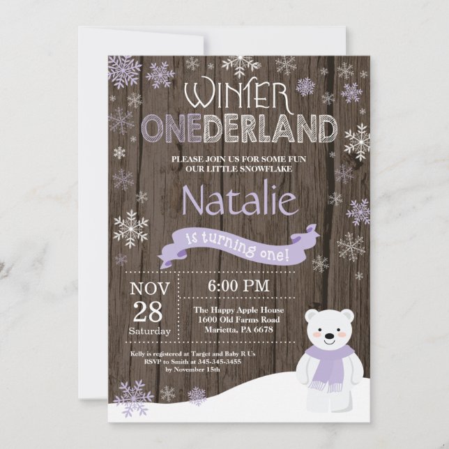 Invitación de cumpleaños número uno de Onederland  (Anverso)