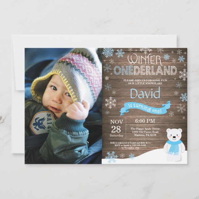 Invitación de cumpleaños número uno de Onederland  (Anverso)