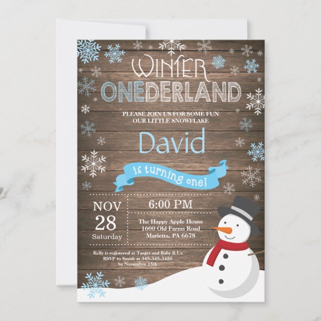 Invitación de cumpleaños número uno de Onederland  (Anverso)
