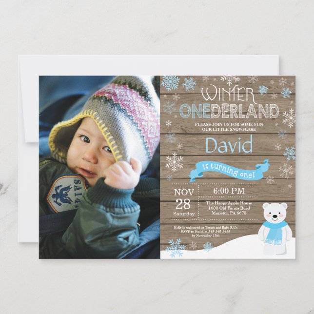 Invitación de cumpleaños número uno de Onederland  (Anverso)