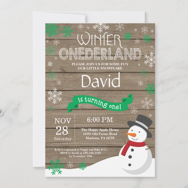 Invitación de cumpleaños número uno de Onederland  (Anverso)