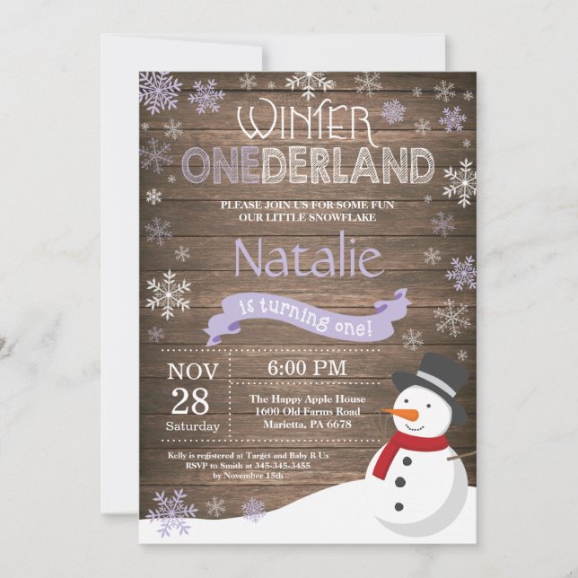 Invitación de cumpleaños número uno de Onederland  (Anverso)