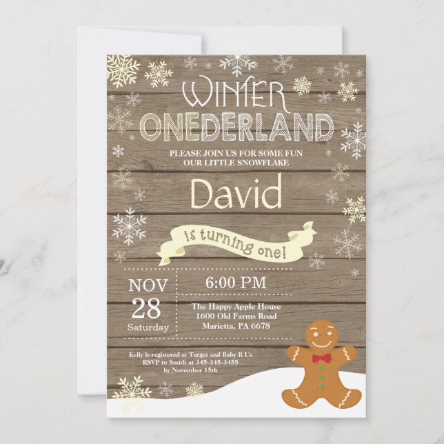 Invitación de cumpleaños número uno de Onederland  (Anverso)