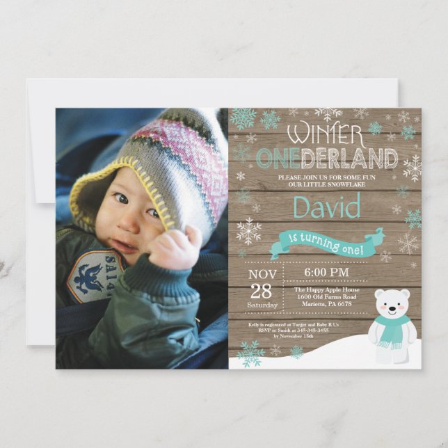 Invitación de cumpleaños número uno de Onederland  (Anverso)