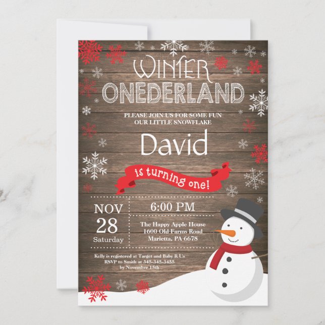 Invitación de cumpleaños número uno de Onederland  (Anverso)