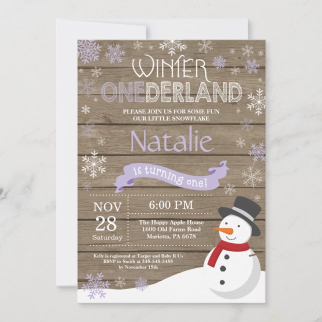 Invitación de cumpleaños número uno de Onederland  (Anverso)
