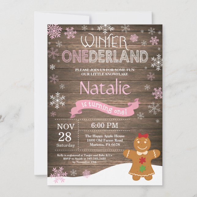Invitación de cumpleaños número uno de Onederland  (Anverso)