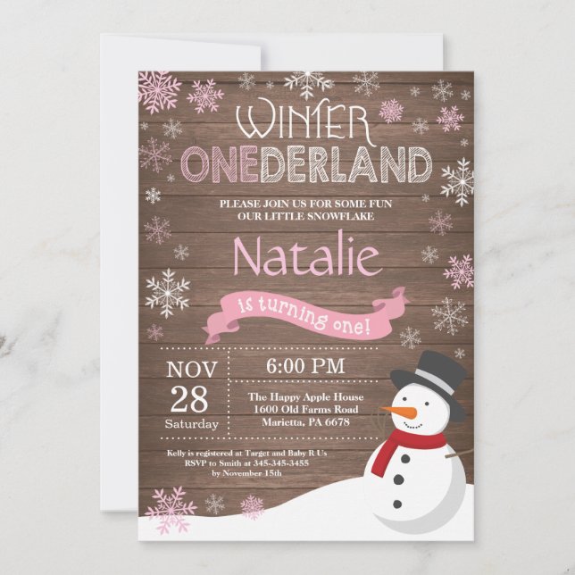 Invitación de cumpleaños número uno de Onederland  (Anverso)