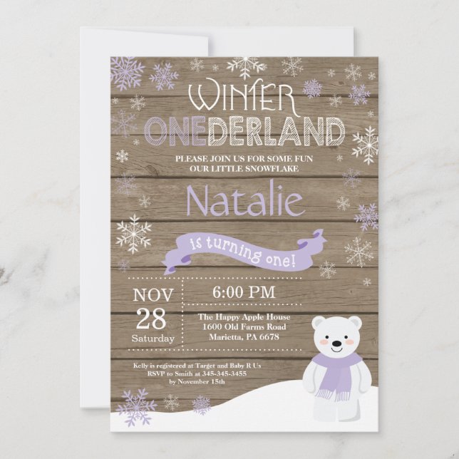 Invitación de cumpleaños número uno de Onederland  (Anverso)