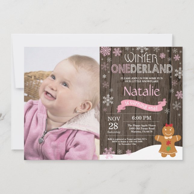 Invitación de cumpleaños número uno de Onederland  (Anverso)