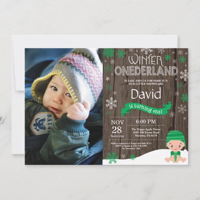 Invitación de cumpleaños número uno de Onederland  (Anverso)