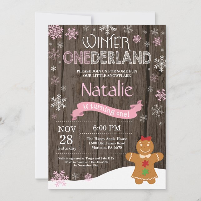 Invitación de cumpleaños número uno de Onederland  (Anverso)
