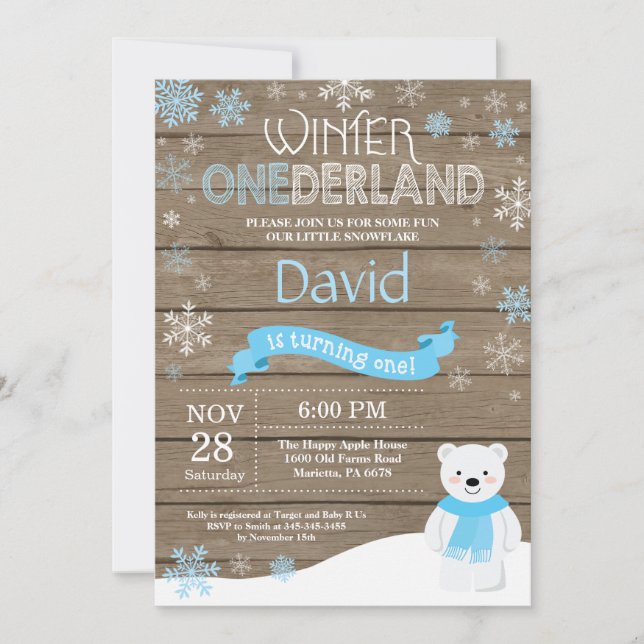 Invitación de cumpleaños número uno de Onederland  (Anverso)