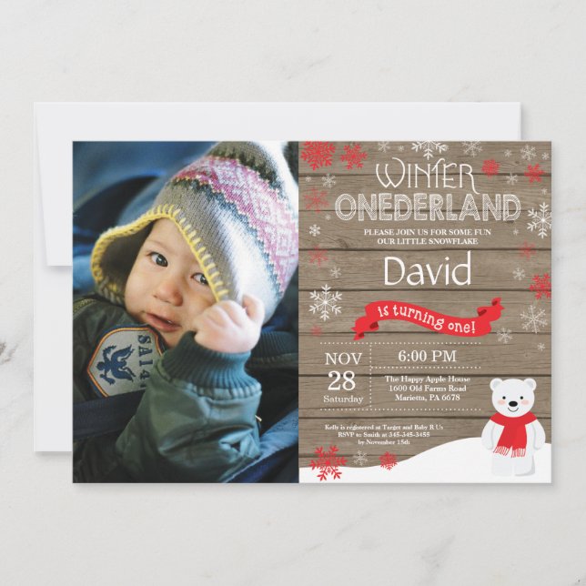 Invitación de cumpleaños número uno de Onederland  (Anverso)